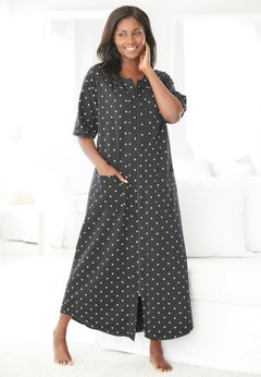Long French Terry Zip-Front Robe
