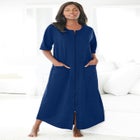 Long French Terry Zip-Front Robe image number null