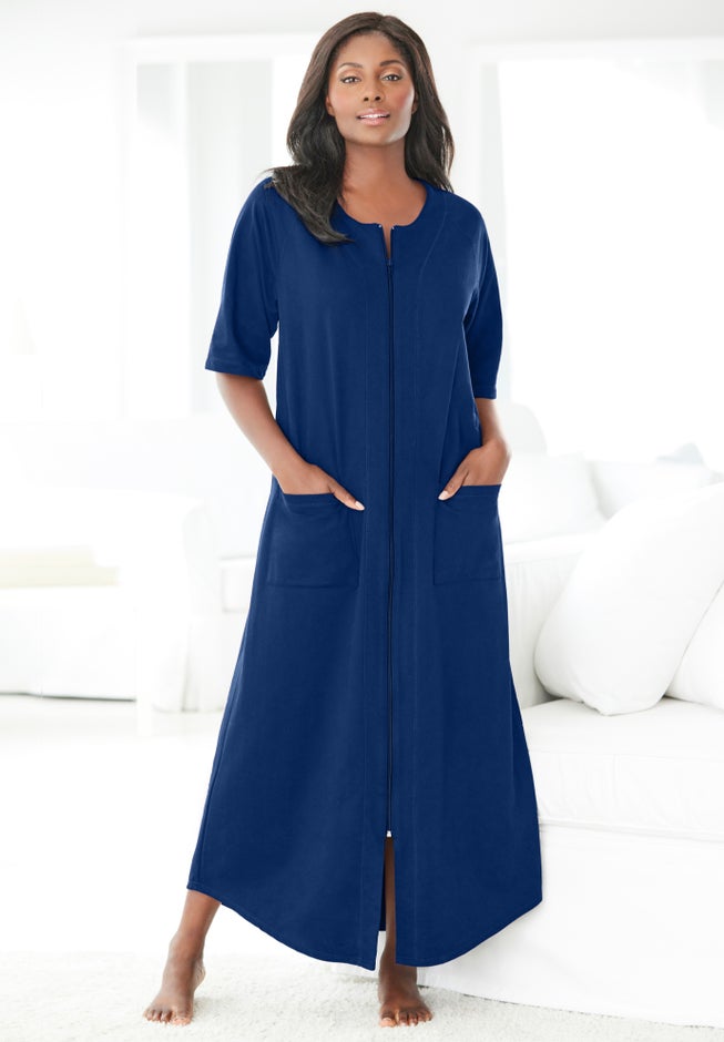 Long French Terry Zip-Front Robe image number 0