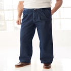 Relaxed Fit Comfort Waist Pleat-Front Expandable Jeans image number null