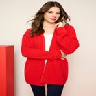 Plus Size Waffle Knit Zip Hoodie image number null