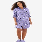 Plaid Flannel Button-Front Sleepshirt image number null