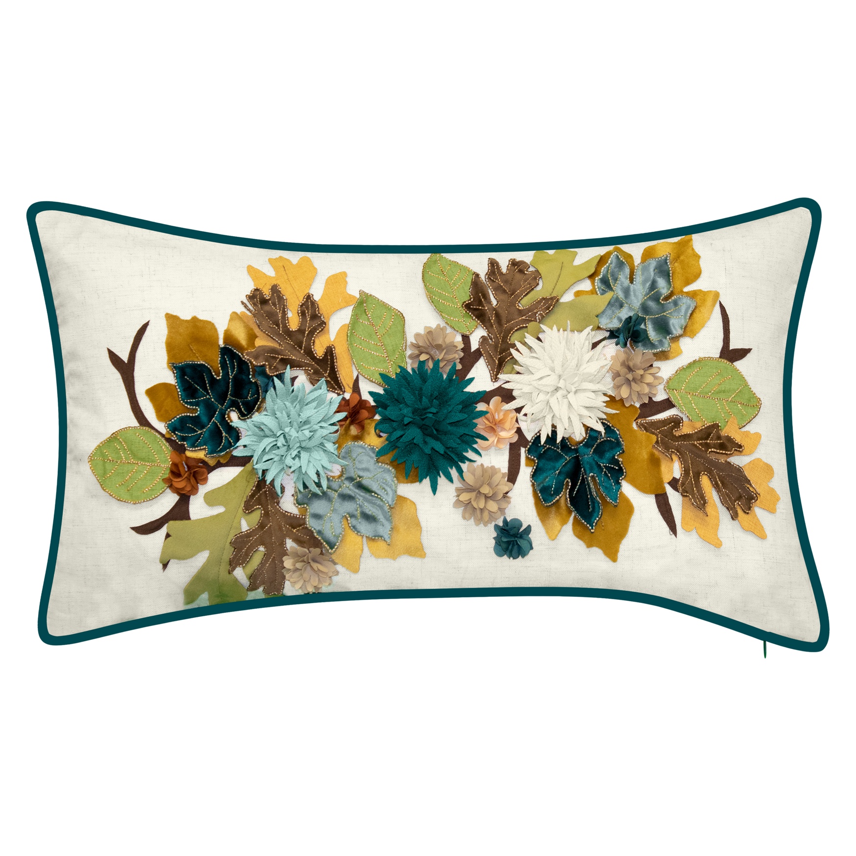 Harvest Dimensional Leaves Lumbar Decorative Pillow , 