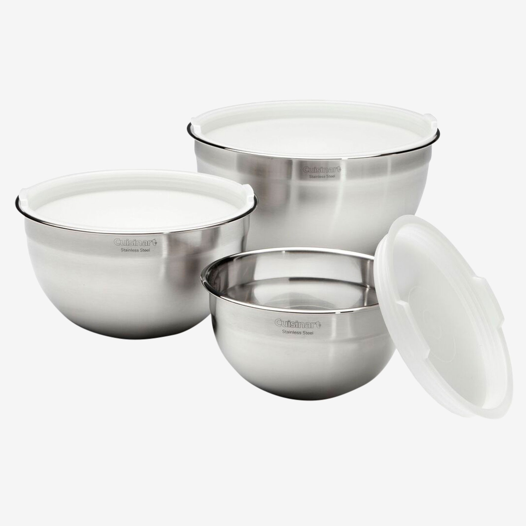 Cuisinart Stainless Steel Mixing Bowls with Lids, Set of 3, STAINLESS