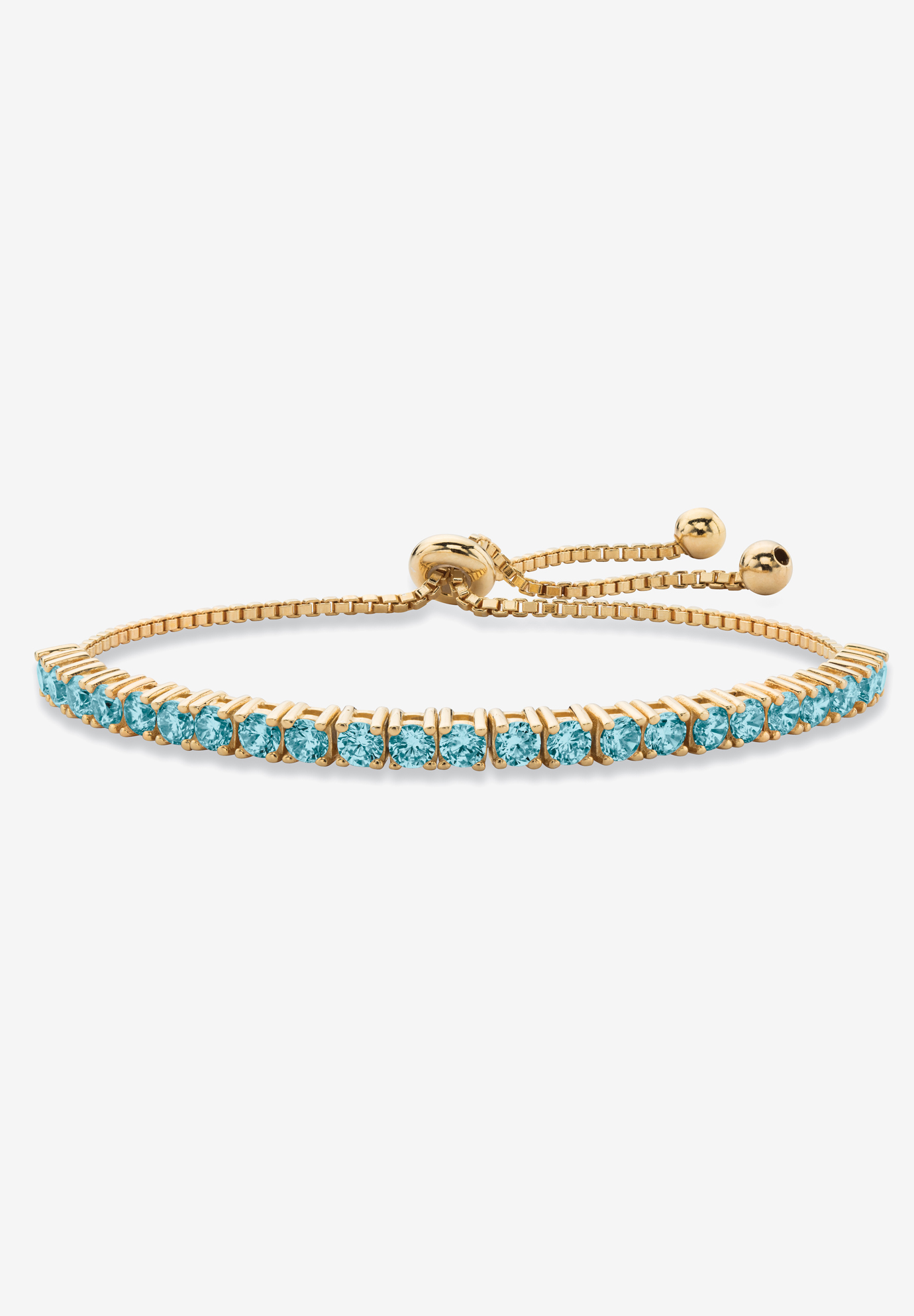 Gold-Plated Bolo Bracelet, Simulated Birthstone 9.25&quot; Adjustable, 