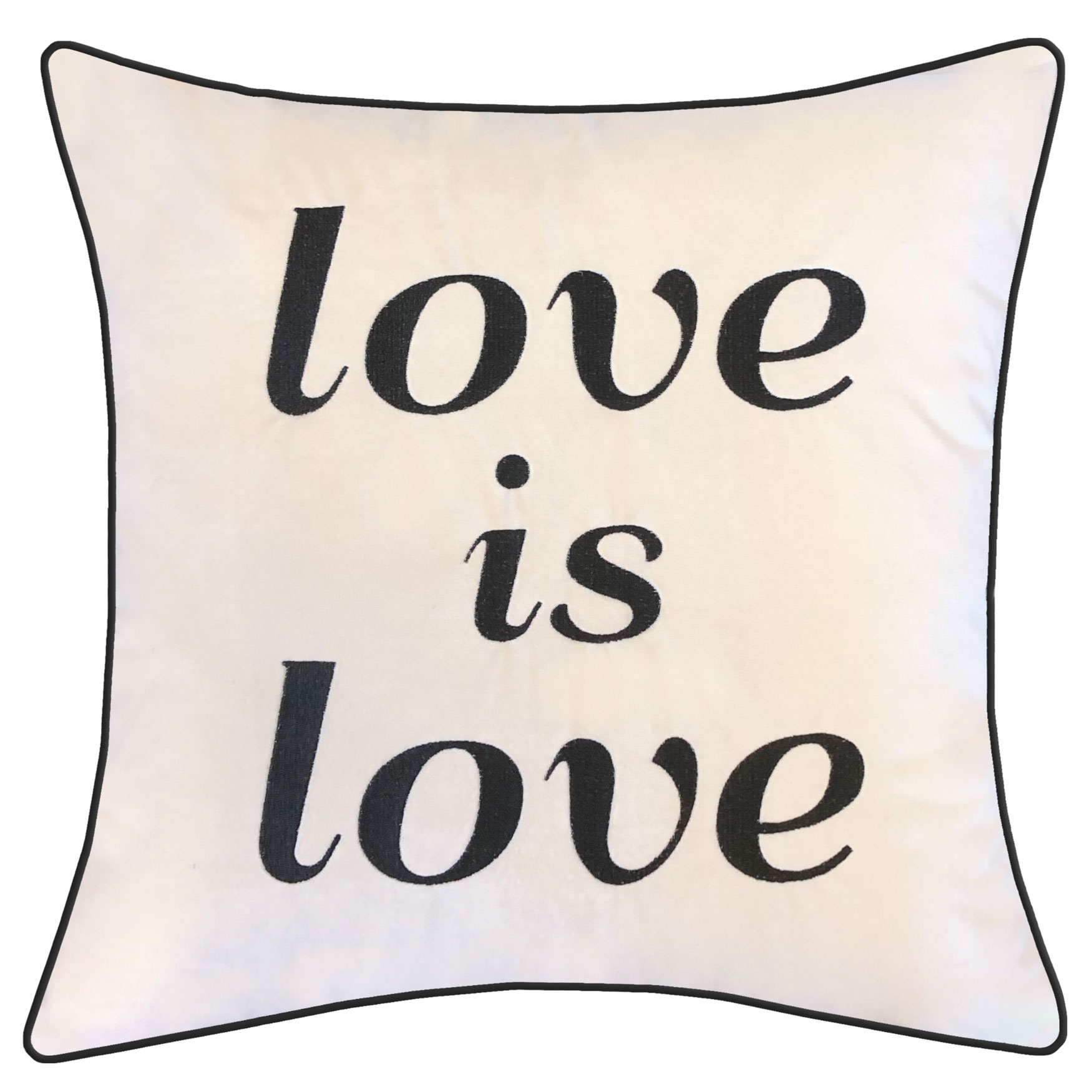 Embroidered &quot;Love Is Love&quot; Decorative Pillow, NATURAL
