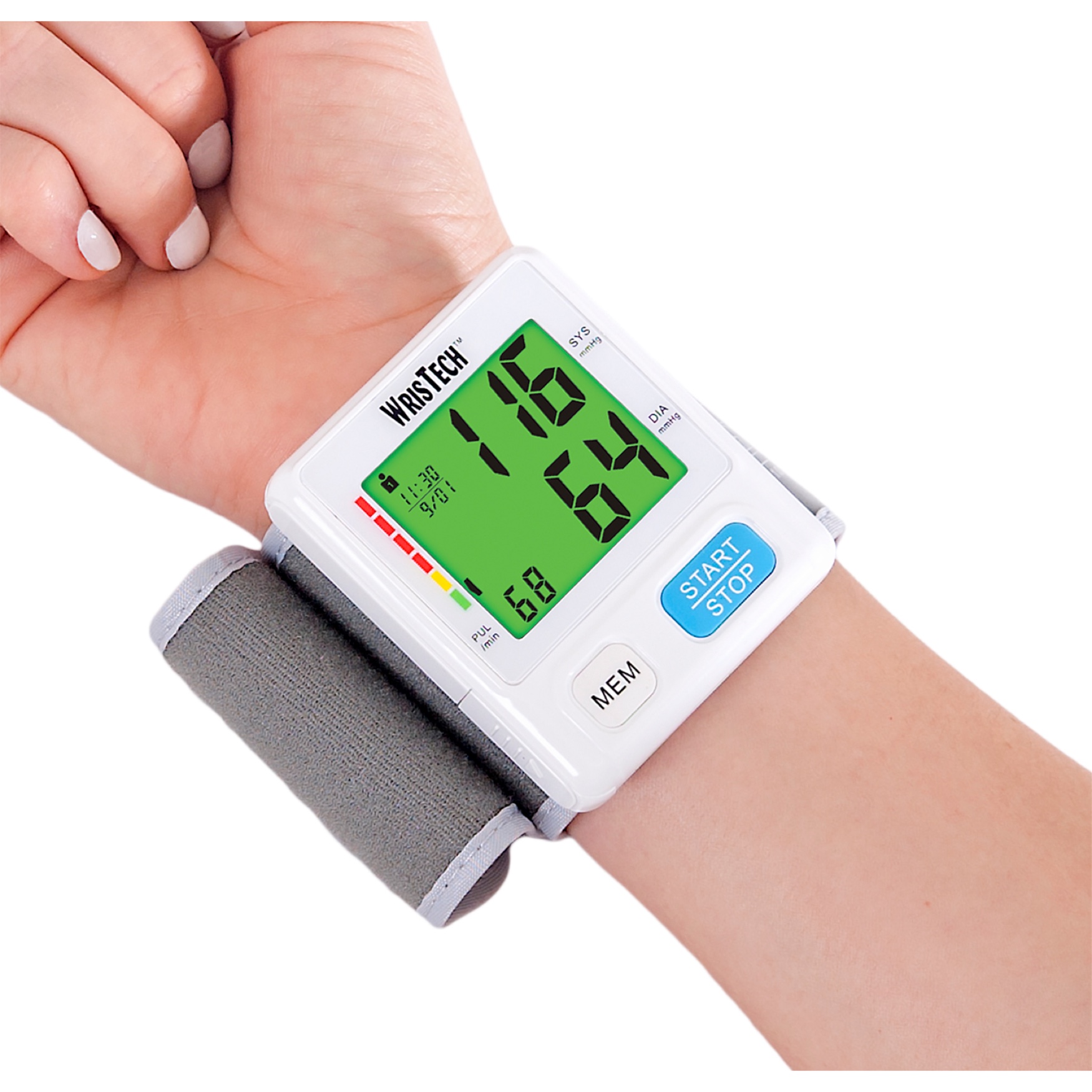 Color Coded Slim Wrist Blood Pressure Monitor, WHITE