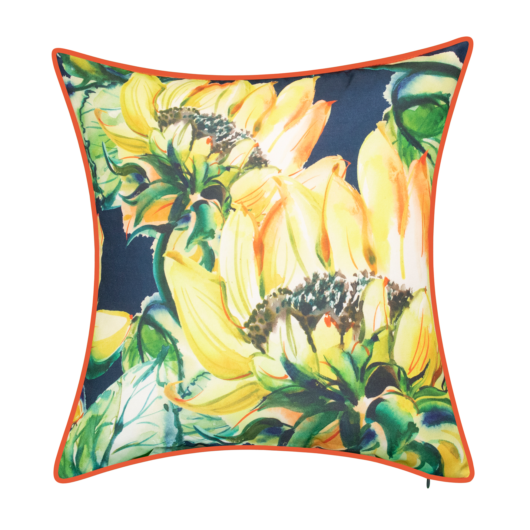 Indoor & Outdoor Sunflower Watercolor Reversible Decorative Pillow, 