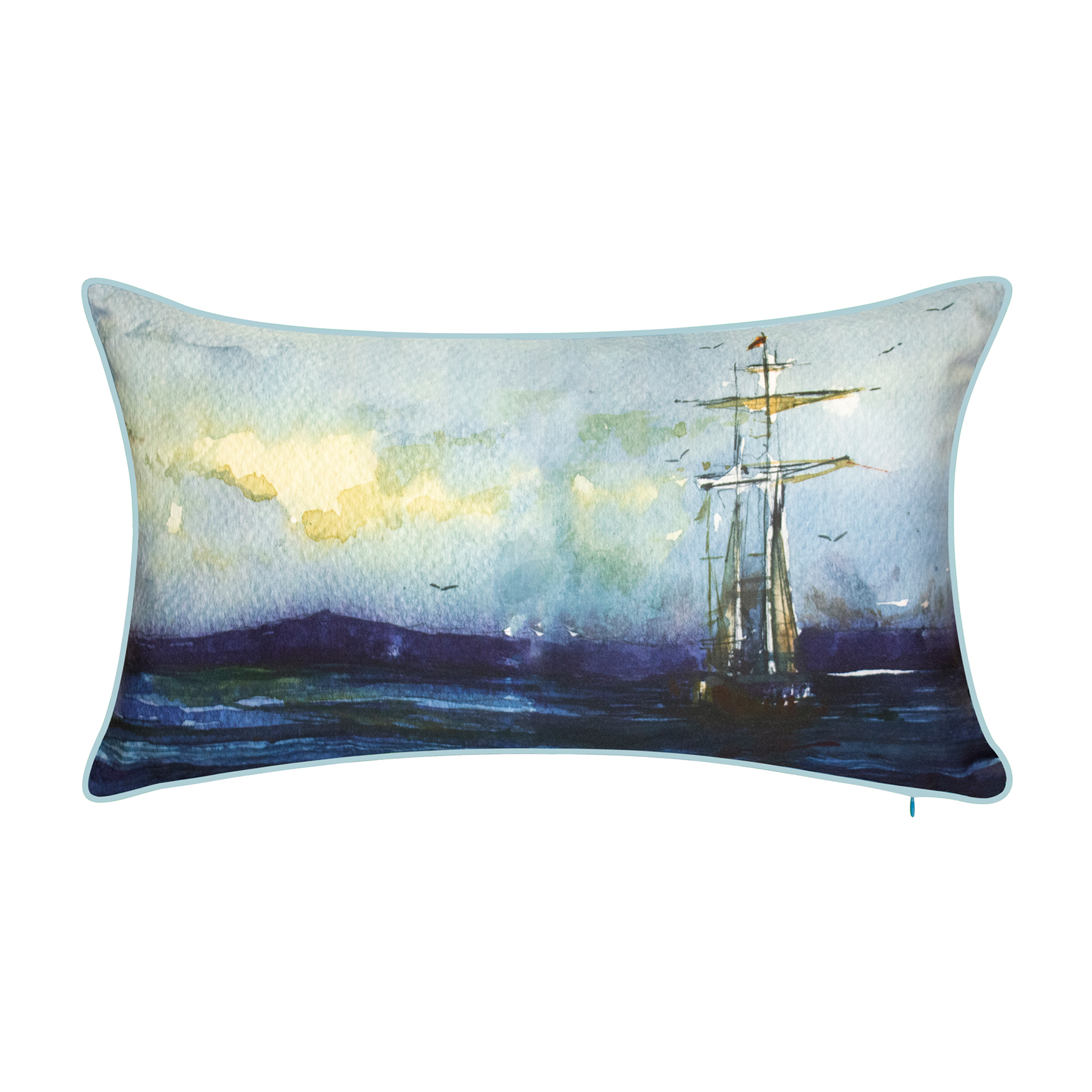 Indoor & Outdoor Watercolor Tall Ship Decorative Pillow, MULTI
