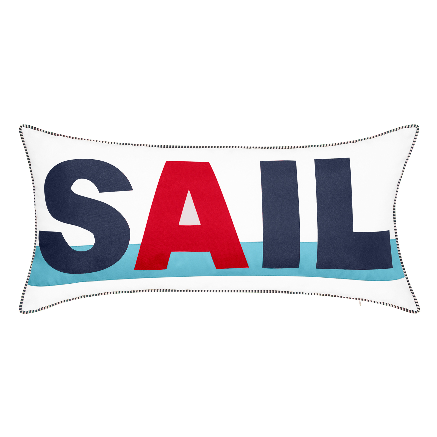 Indoor & Outdoor Bold Sail Reversible Nautical Lumbar Decorative Pillow, NAVY MULTI