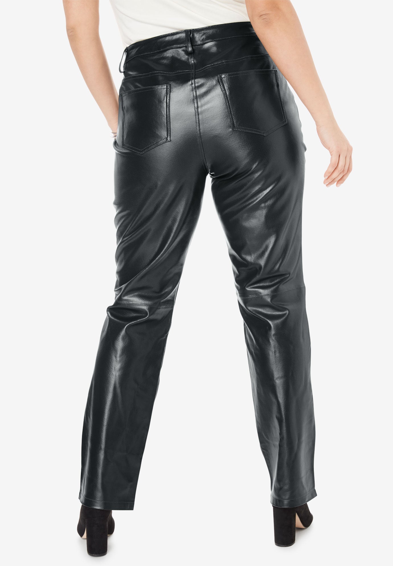 Straight Leg Leather Pants | Ellos