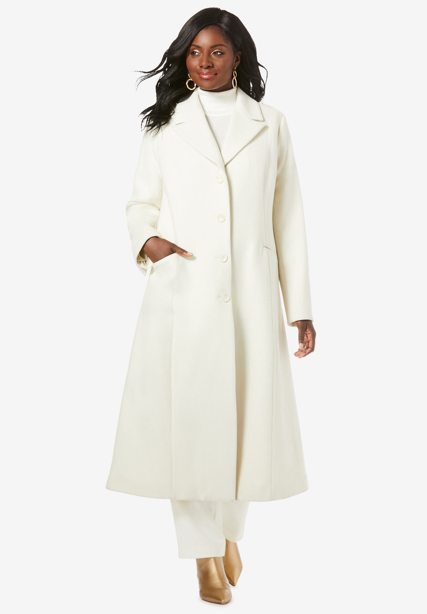 Full Length Wool Blend Coat, 
