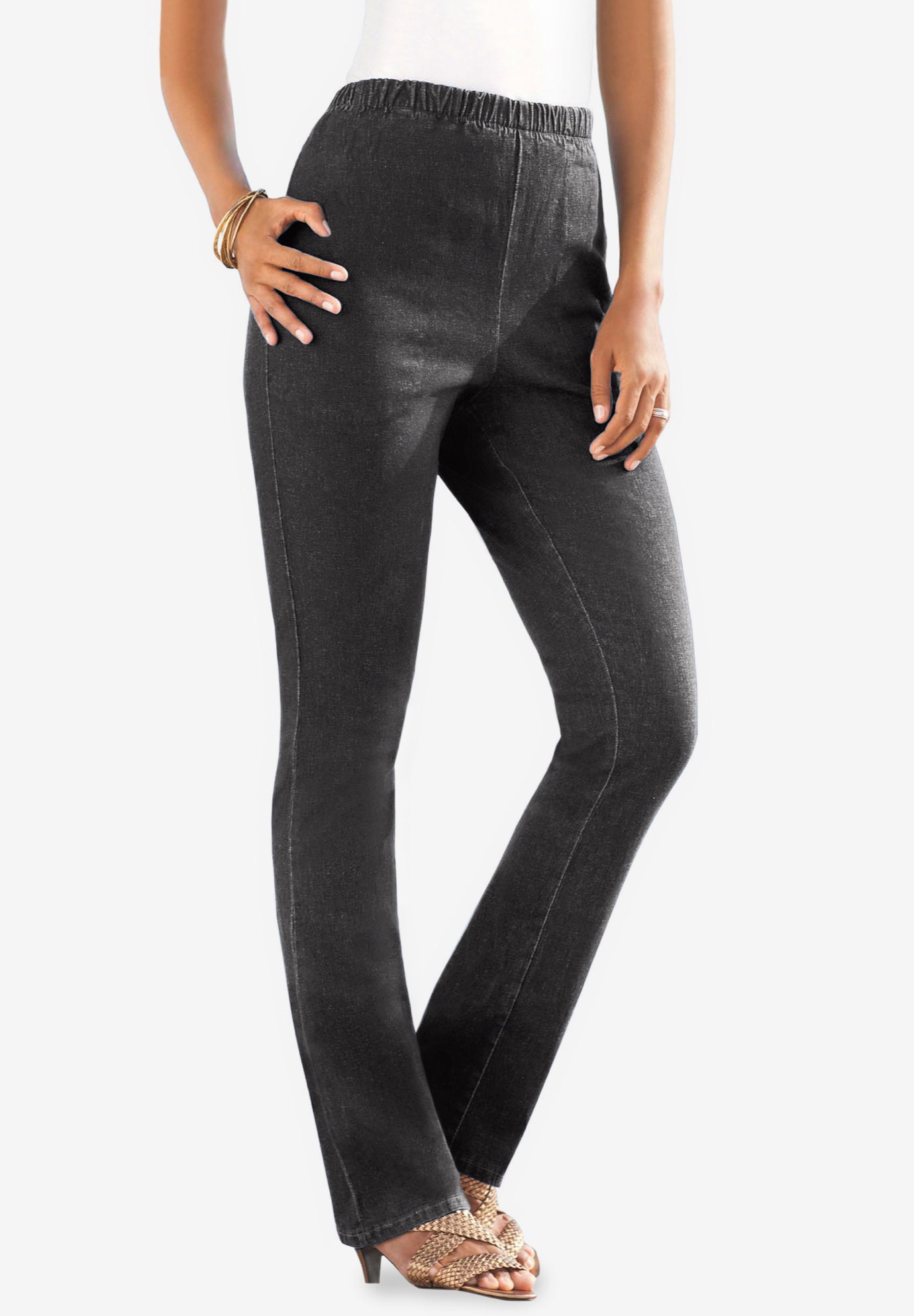 pull on stretch straight leg jeans