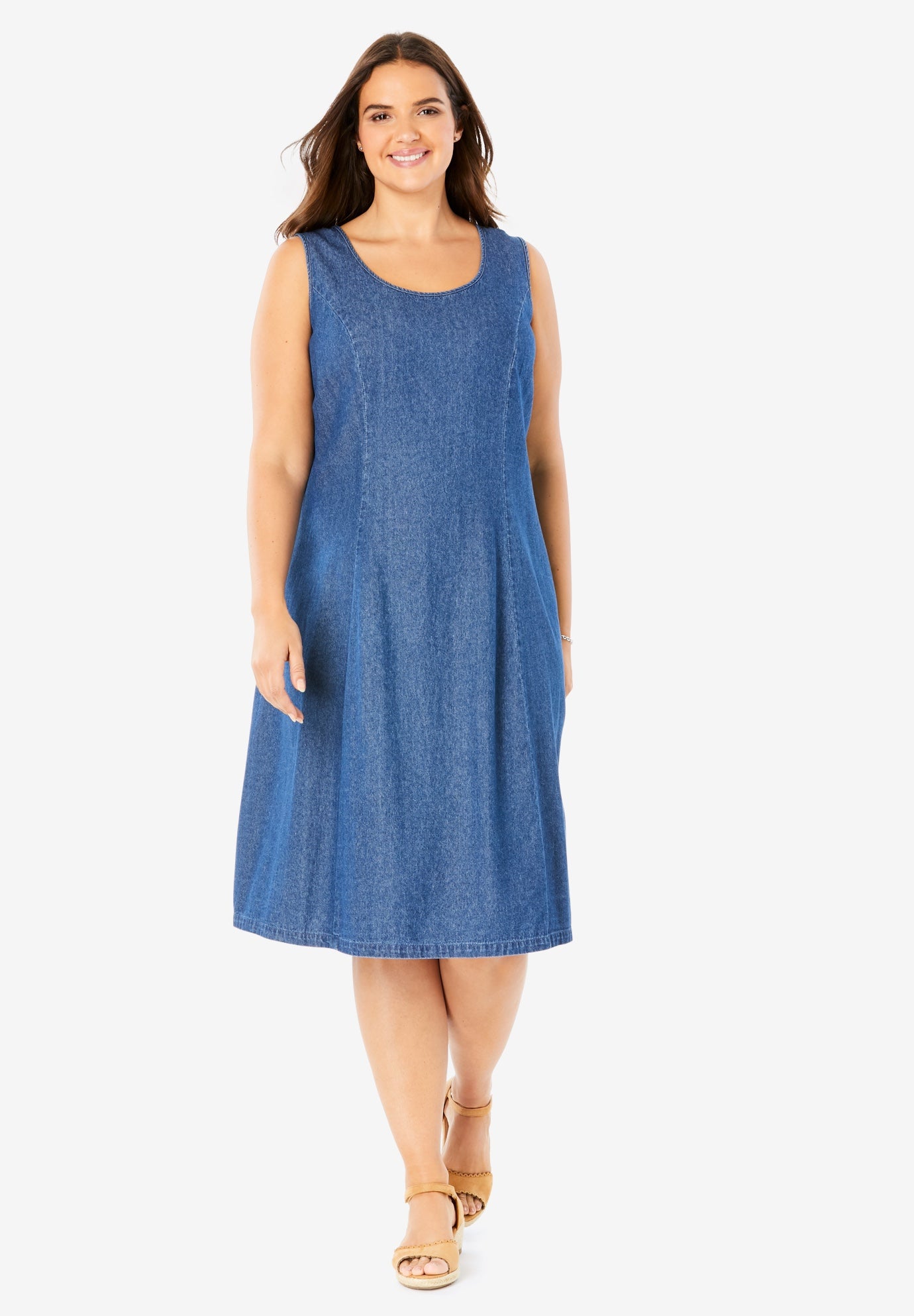 Sleeveless Denim Dress Ellos