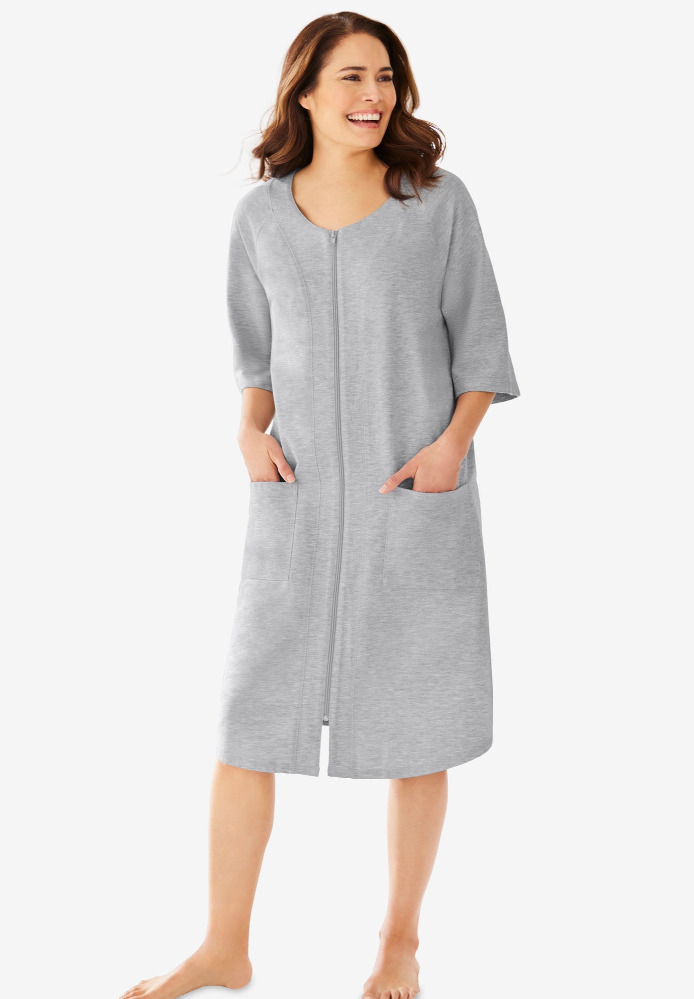 Cotton zip outlet front robe