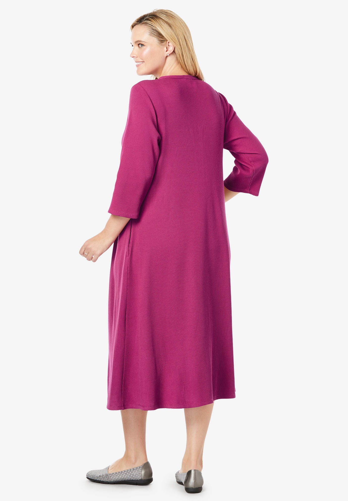 Embroidered Thermal Dress With ThreeQuarter Sleeves Ellos