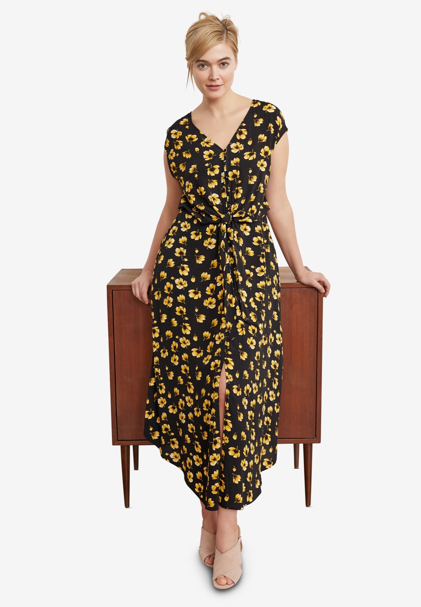 maxi dress with tie front