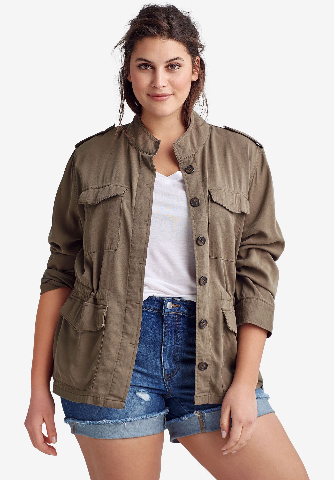 drapey military jacket by ellos plus size jackets blazers ellos