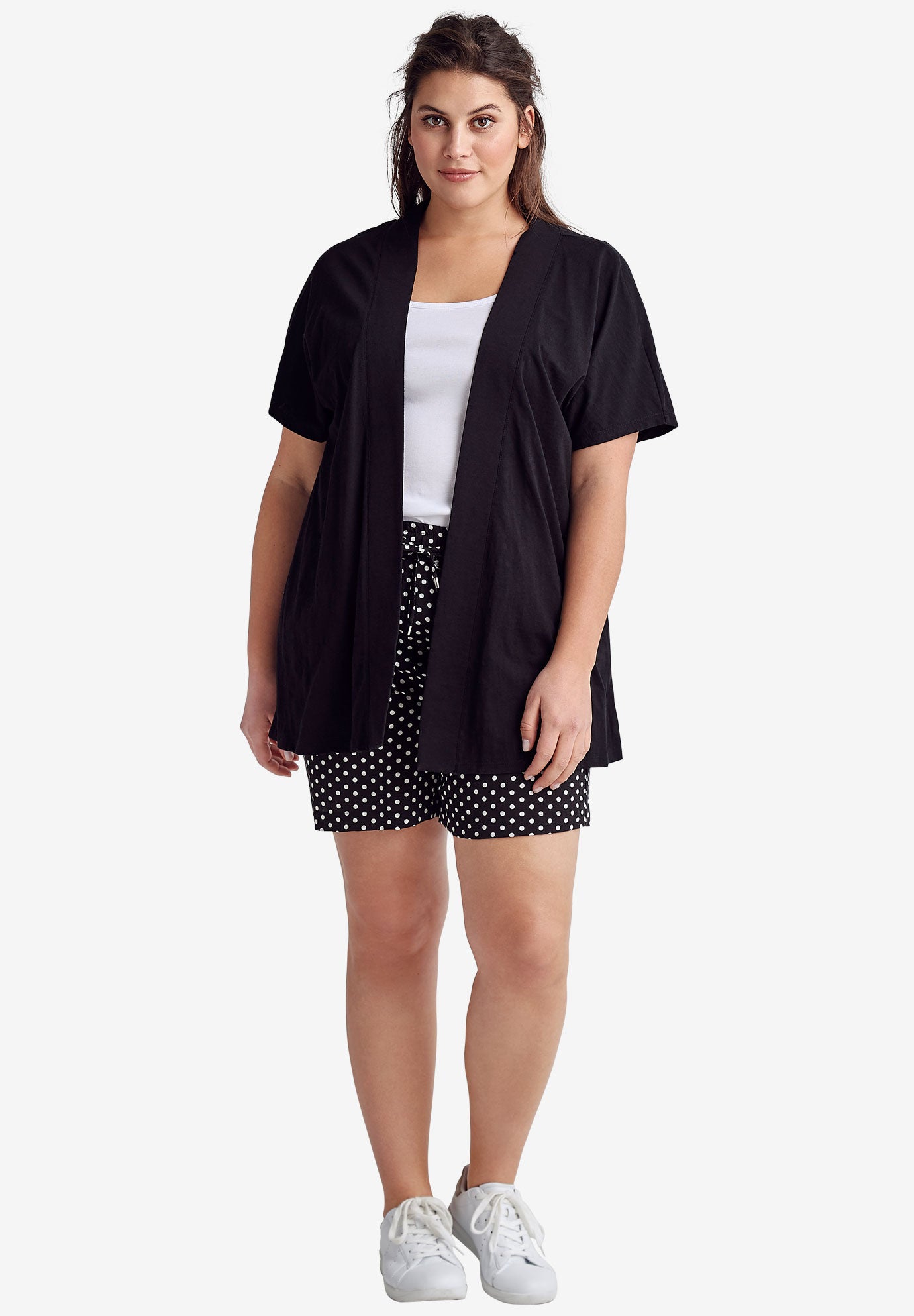 Short Sleeve Open Knit Cardigan by ellos® Plus Size Cardigans