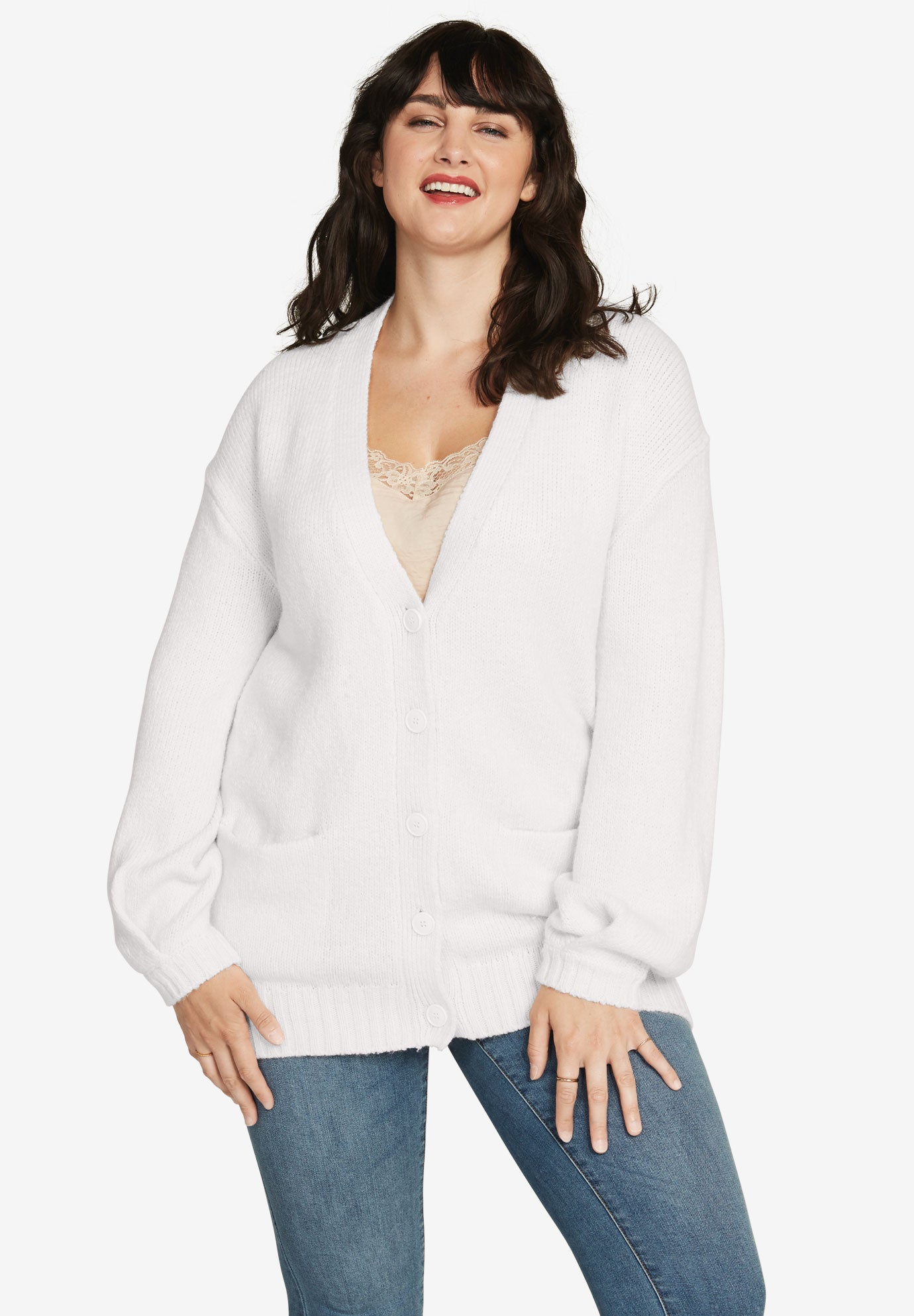 ButtonFront Boyfriend Cardigan by ellos® Plus Size Cardigans