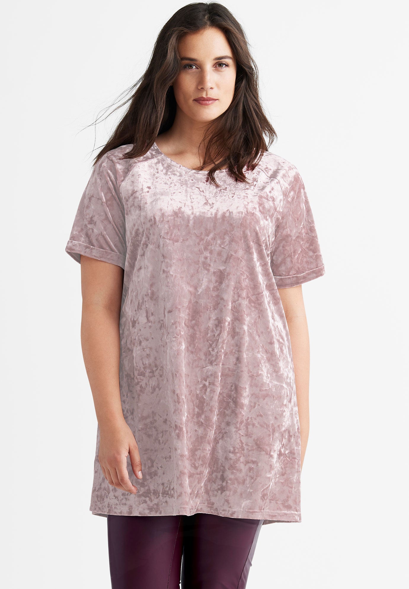 Velour Tunic by ellos® Plus Size Tops Ellos Velour Tunic by ellos® Plus Size Tops Ellos