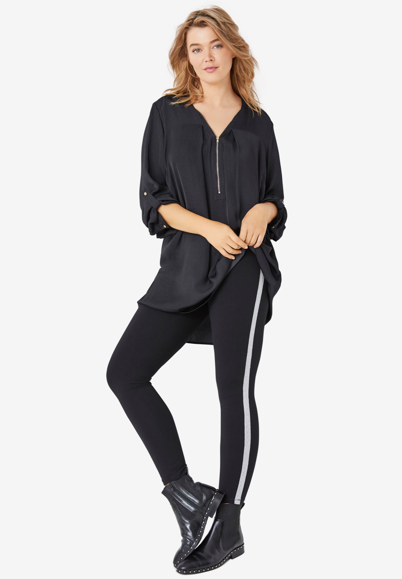 Leggings with glitter stripe clearance