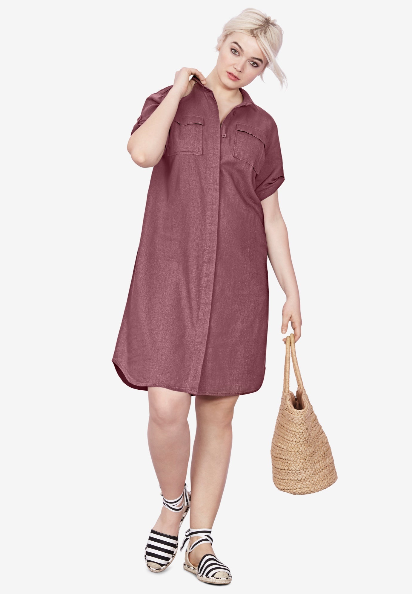 Linen shirt dress button front clearance