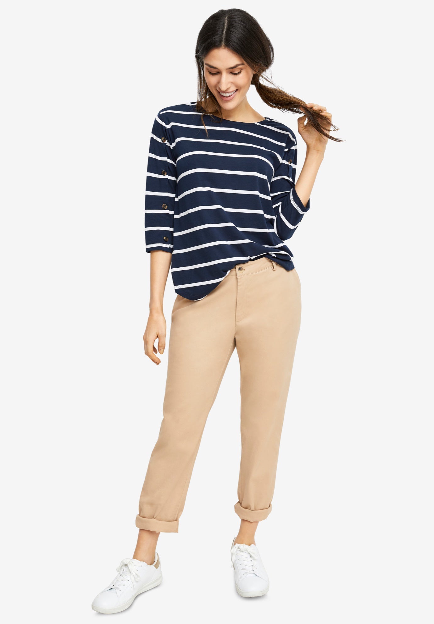 Modern Stretch Chino Tapered Slim Fit Pants, New Khaki Ellos