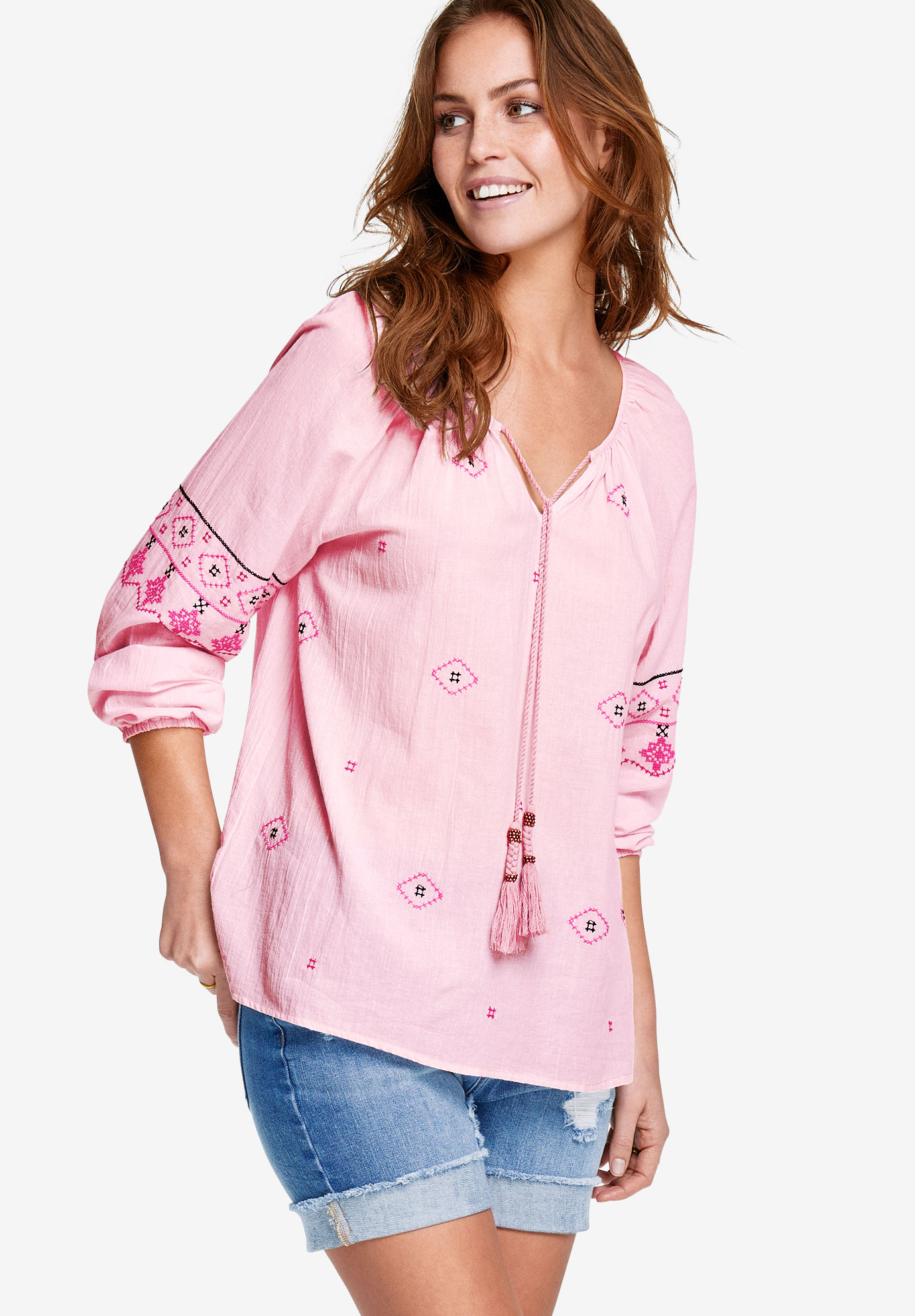 Embroidered Peasant Blouse by ellos®| Plus Size Blouses & Shirts | Ellos
