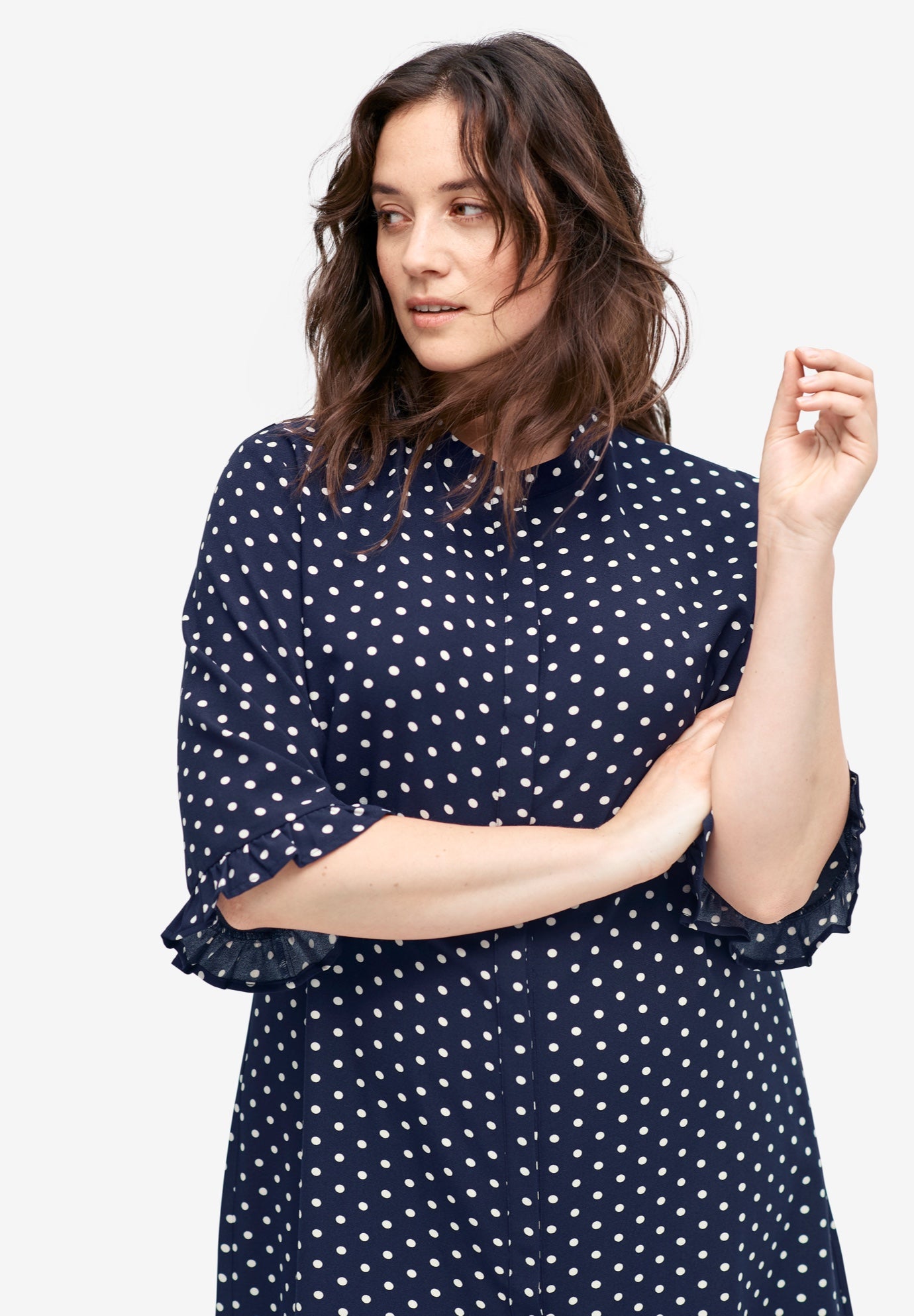 Flounce-Sleeve Shirtdress | Ellos