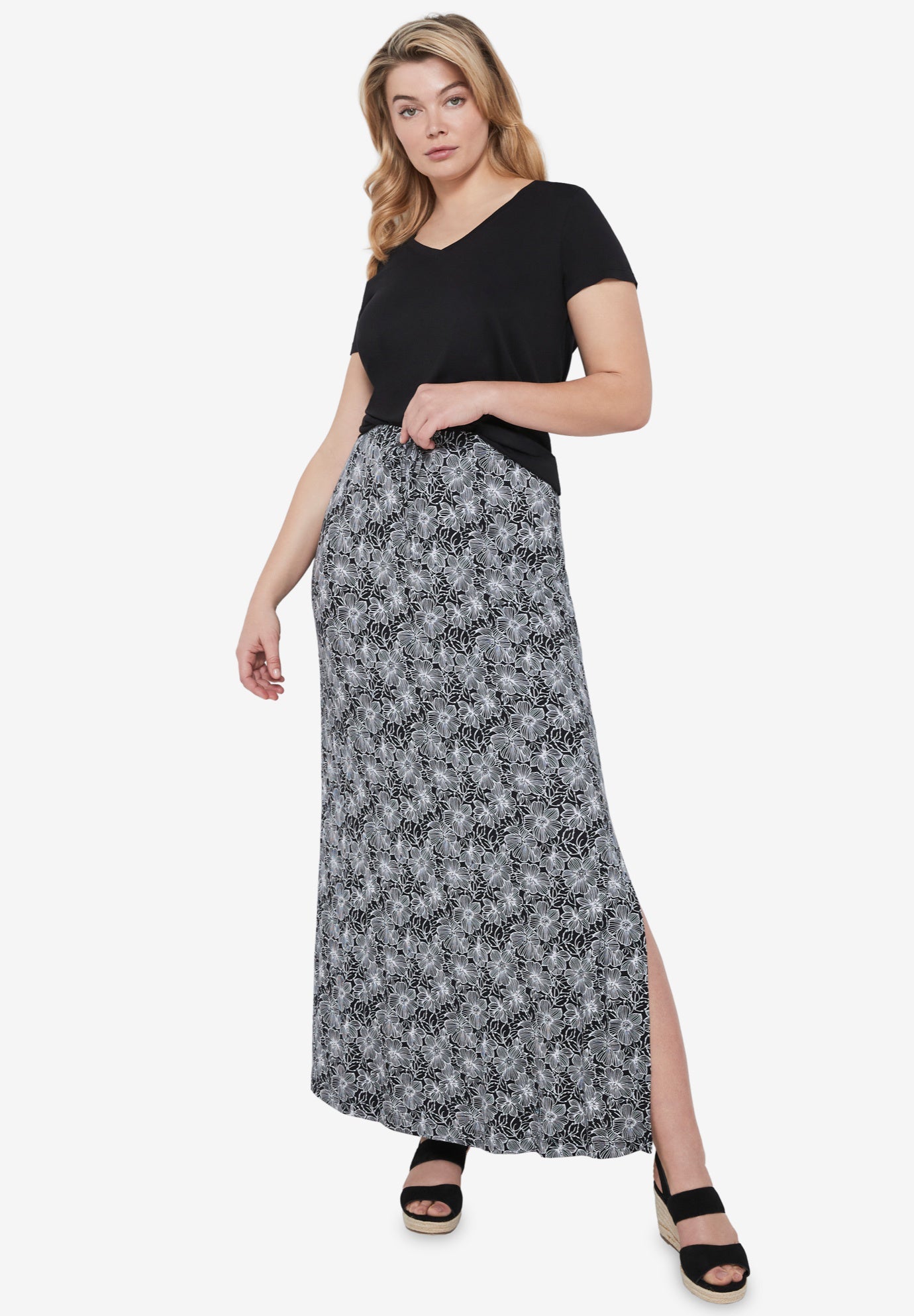 white knit maxi skirt