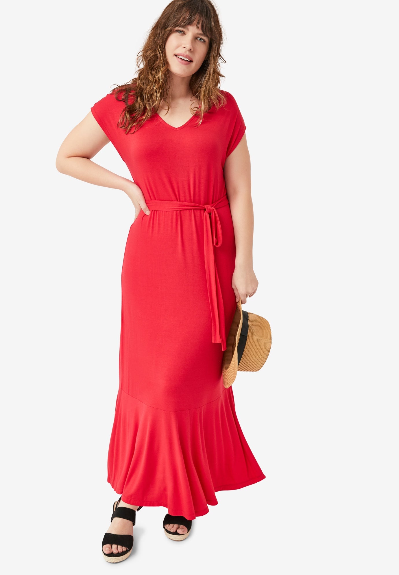 v neck maxi