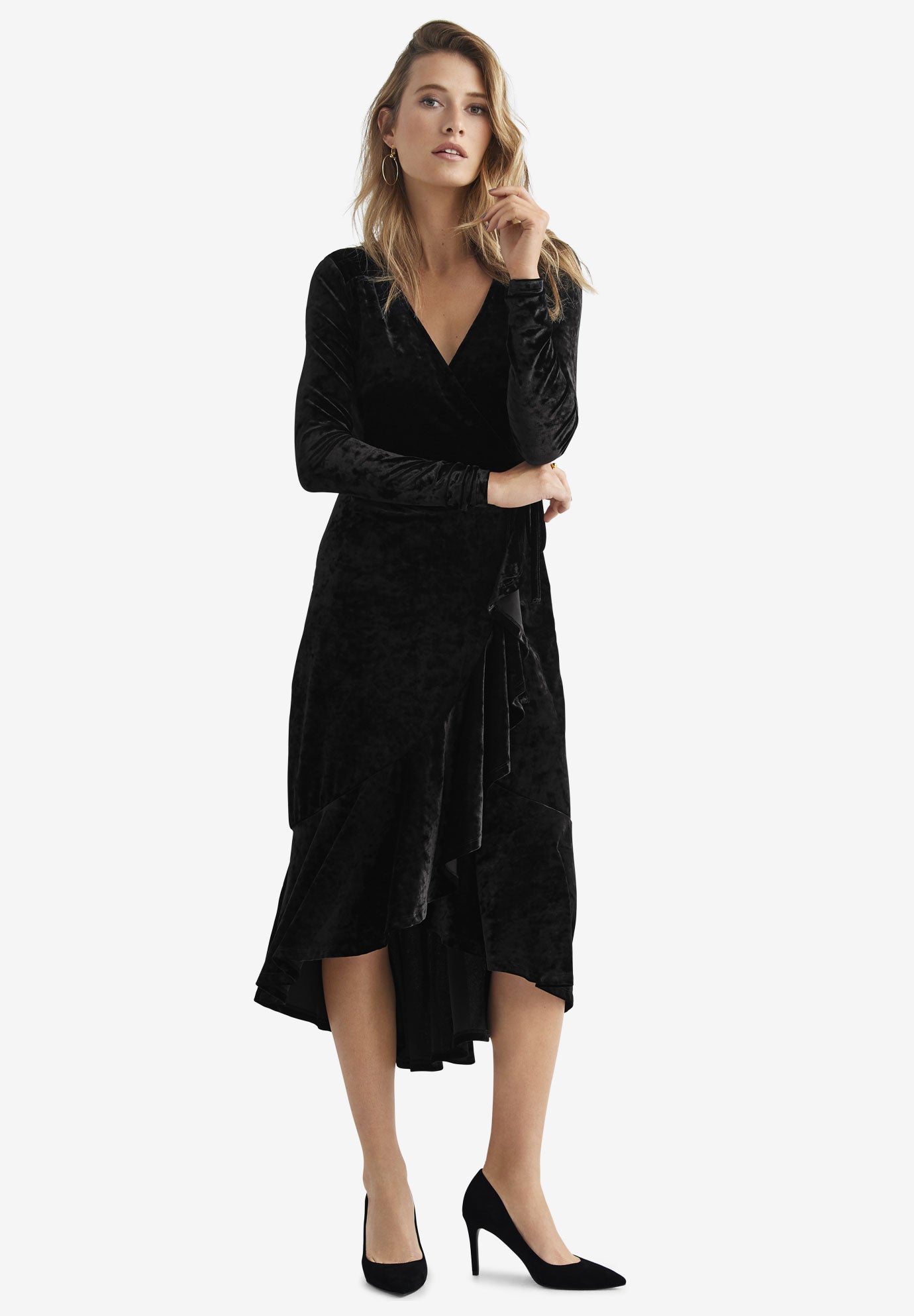 selina spot velvet print dress