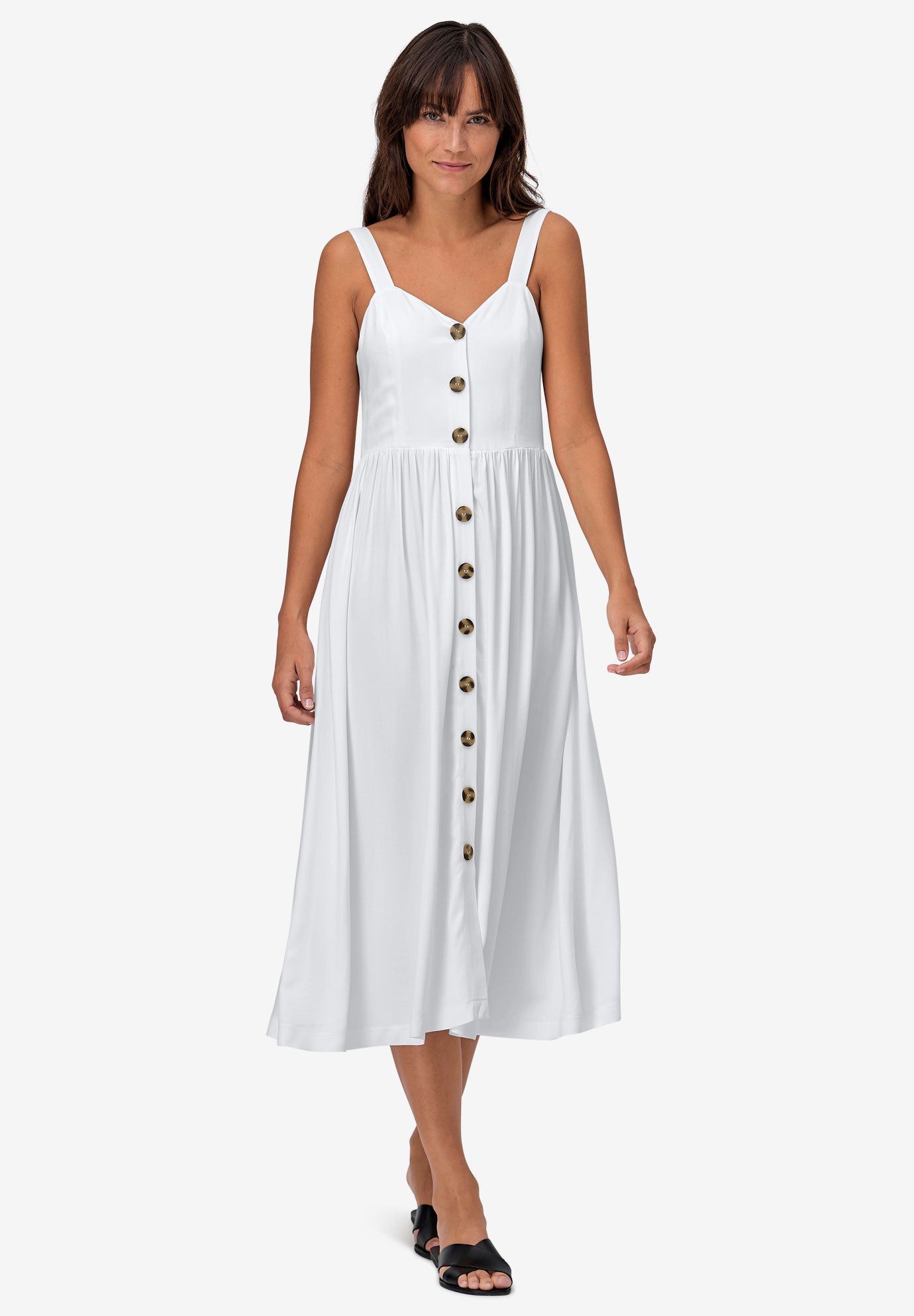 button front a line dress