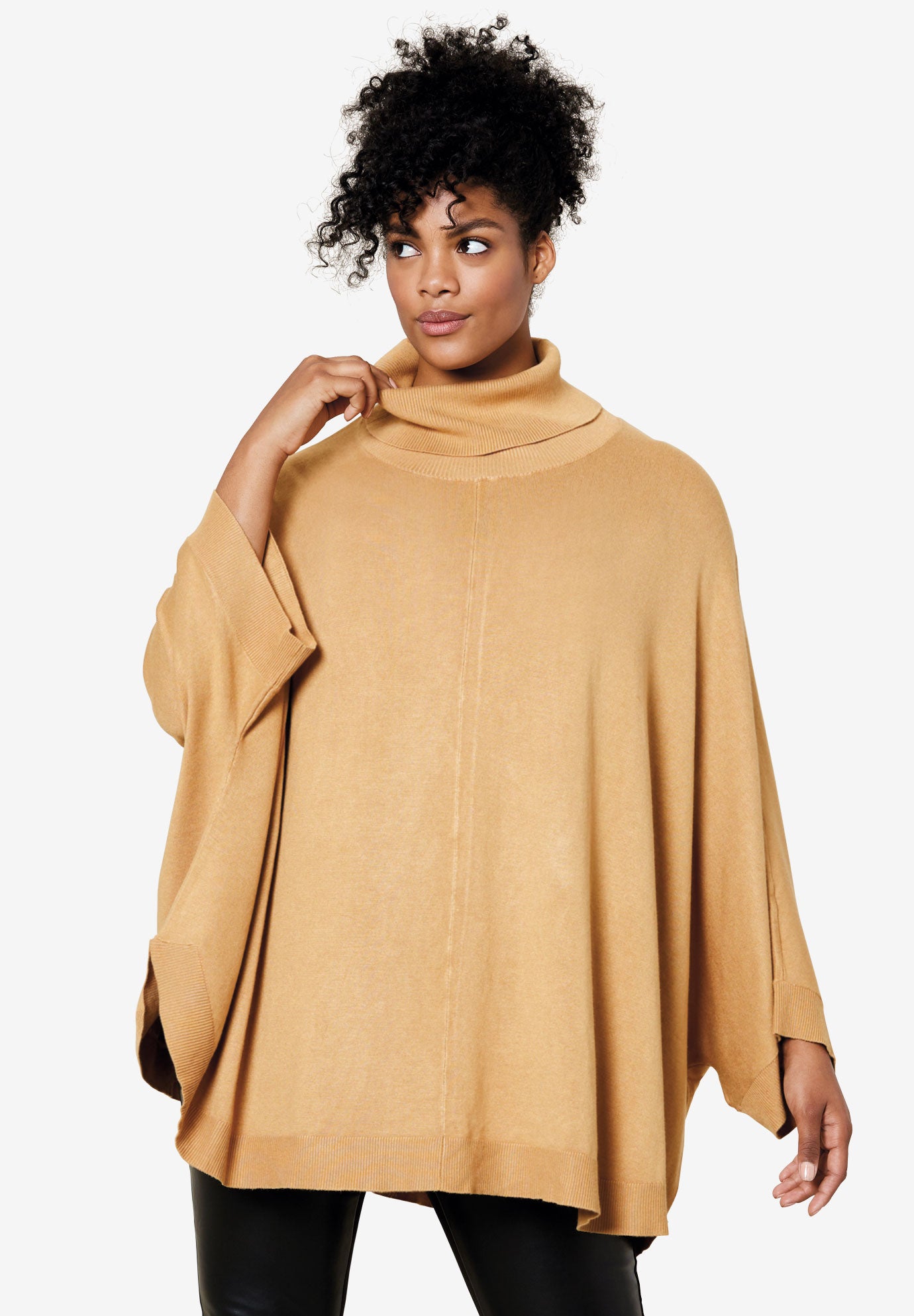turtleneck poncho sweater