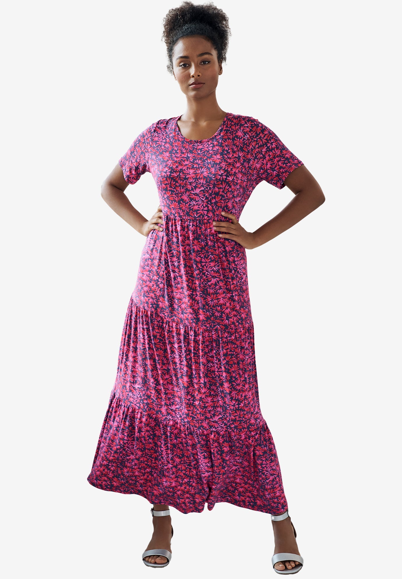 Short Sleeve Tiered Maxi Dress Ellos