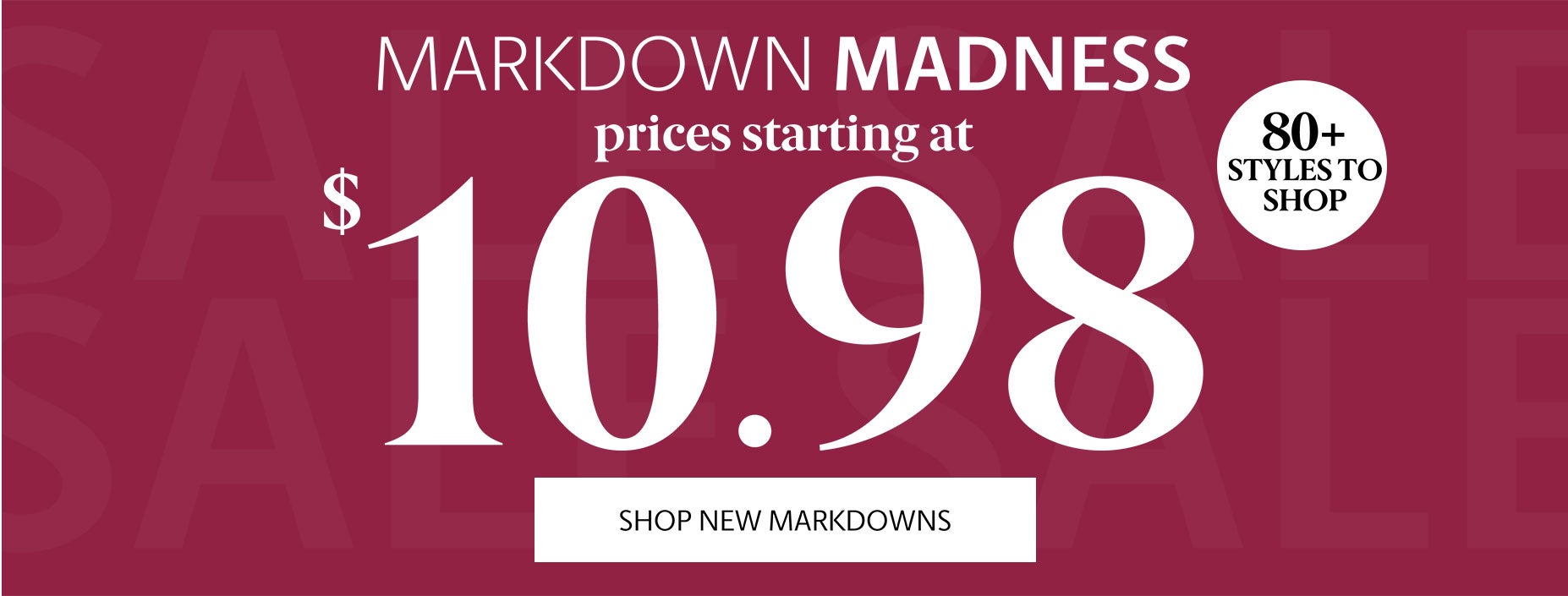 Clearance starting at $10.98
